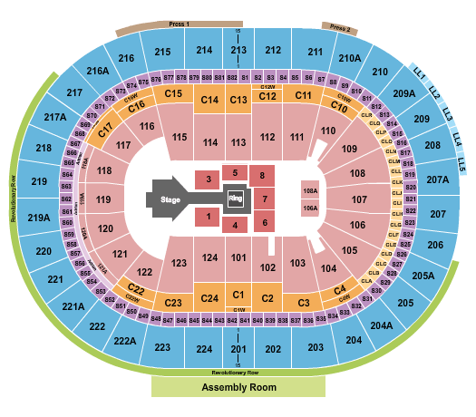 Xfinity Mobile Arena WWE Seating Chart